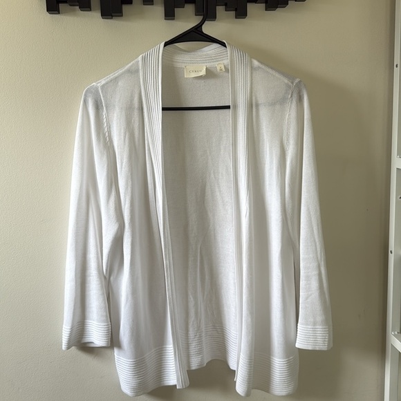 CYRUS Lightweight Open Summer Open Cardigan 100% Viscose White Sz S Loose Fit - Picture 4 of 9